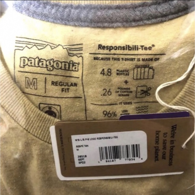 patagonia(パタゴニア)の⭐️人気⭐️新品⭐️patagonia P-6ロゴ レスポンシビリティー⭐️タン メンズのトップス(Tシャツ/カットソー(七分/長袖))の商品写真