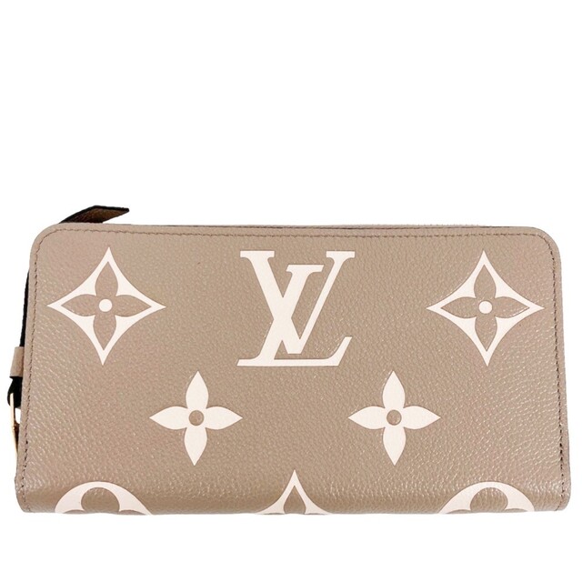 2022新作モデル LOUIS VUITTON - LOUIS VUITTON ルイヴィトン 長財布 バイカラーモノグラムアンプラント ジッピーウォレット ラウンドファスナー グレージュ M69794 トゥルトレールクレーム ベージュ ゴールド金具 レディース 人気 美品【中古品】 財布
