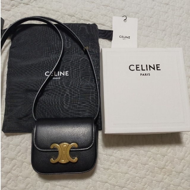 CELINE セリーヌ　ミニトリオンフ　シャイニーカーフスキン