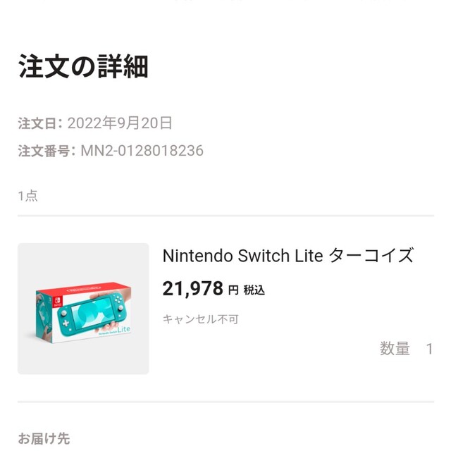 Nintendo Switch  Lite ターコイズ 未使用