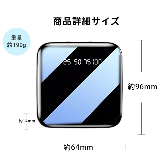 06_PSE認証済/大容量モバイルバッテリー20000mAh/ブラック スマホ/家電/カメラのスマートフォン/携帯電話(バッテリー/充電器)の商品写真