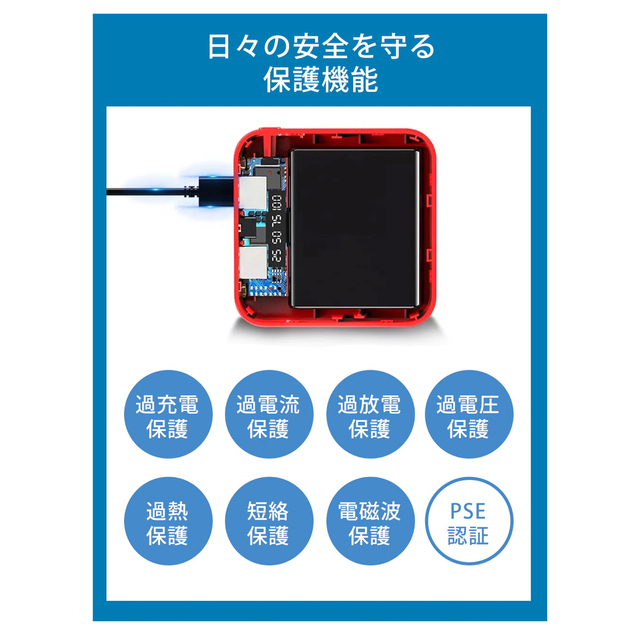 06_PSE認証済/大容量モバイルバッテリー20000mAh/ブラック スマホ/家電/カメラのスマートフォン/携帯電話(バッテリー/充電器)の商品写真