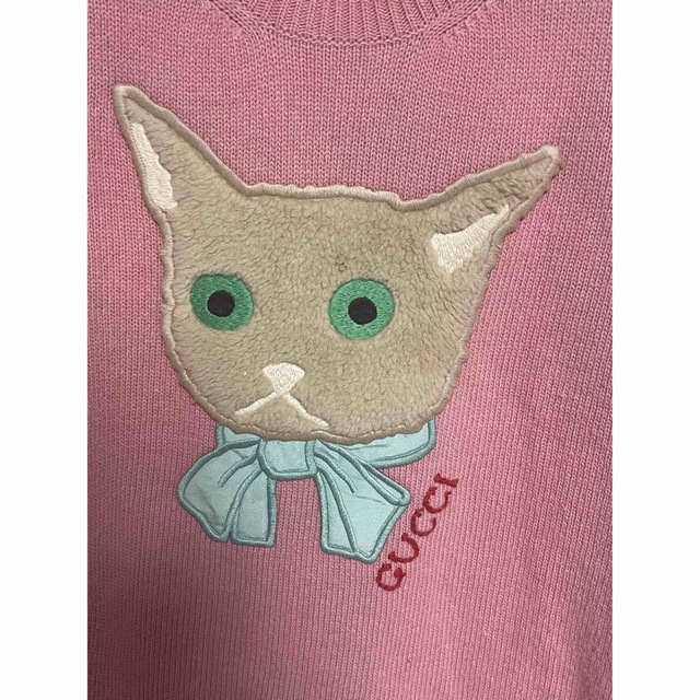 正規品 M サイズ GUCCI グッチ 猫キャットワッペンニットトップス