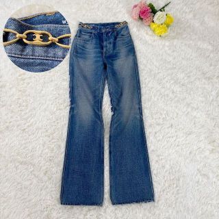 セリーヌ(CELINE)の【美品】セリーヌ　デニムパンツ　24 トリオンフ　チェーン　ジーパン(デニム/ジーンズ)