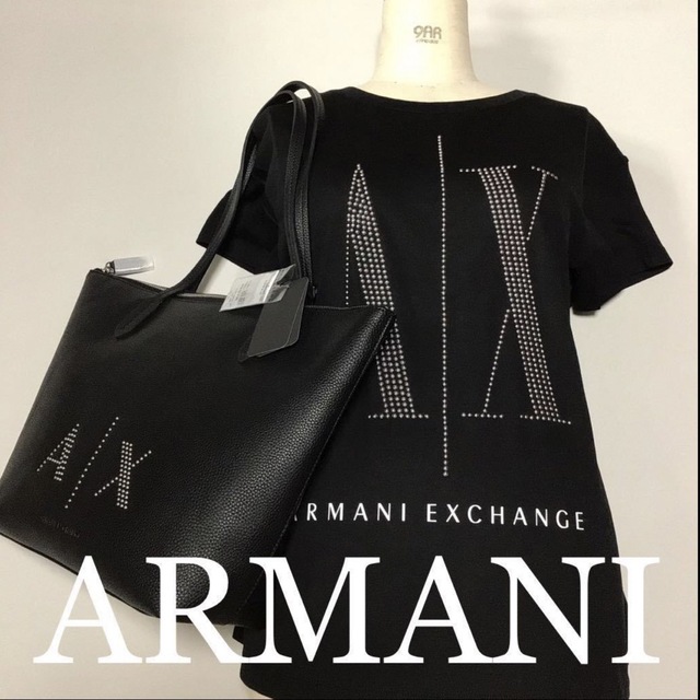ARMANI EXCHANGE(アルマーニエクスチェンジ)の洗練されたデザイン　アルマーニエクスチェンジ　スタッズICON Tシャツ　XL レディースのトップス(Tシャツ(半袖/袖なし))の商品写真