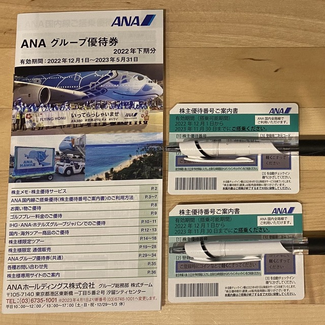 ANA(全日本空輸)(エーエヌエー(ゼンニッポンクウユ))のANA 株主優待券2枚＋優待冊子 チケットの優待券/割引券(その他)の商品写真