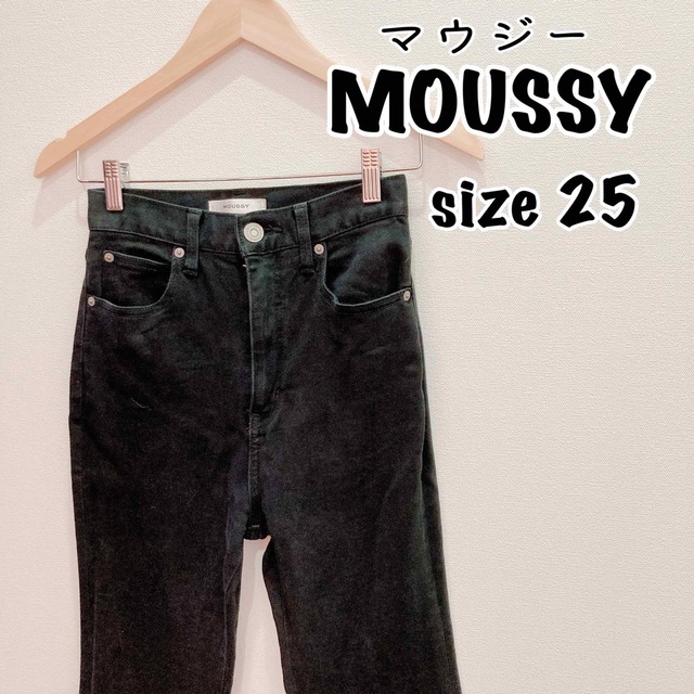 MOUSSY』マウジー　ブラックデニムパンツ　ブーツカット　フレアパンツ　25