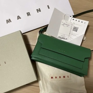 マルニ(Marni)のMARNI マルニ 国内直営店購入 グリーン ウォレットショルダーバッグ(財布)