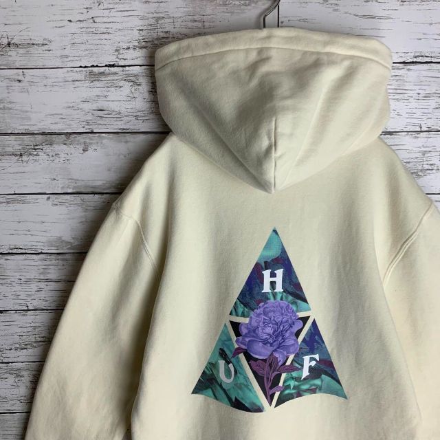 【希少デザイン】HUF ハフ　パーカー　両面プリント　ビッグロゴ　ストリート