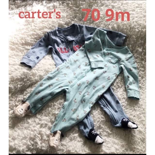carter's(カーターズ)のカーターズcarter's 70サイズ9m足付きロンパース2枚ZIP＋スナップ キッズ/ベビー/マタニティのベビー服(~85cm)(ロンパース)の商品写真