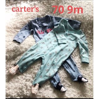 カーターズ(carter's)のカーターズcarter's 70サイズ9m足付きロンパース2枚ZIP＋スナップ(ロンパース)