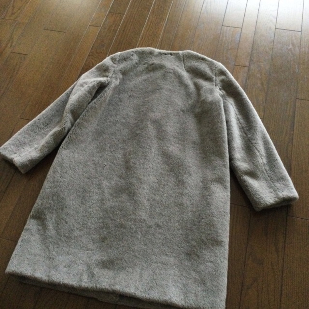 S max mara アルパカ混 ノーカラー コート 40 グレー モカ