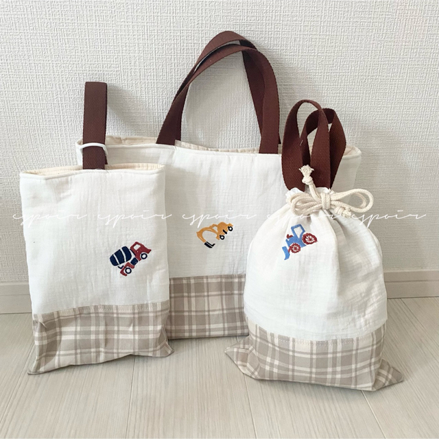 数量限定【送料無料】入園入学3点セット/刺繍はたらくくるま