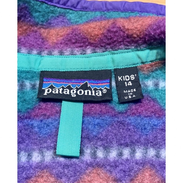 patagonia(パタゴニア)のアメリカ製ビンテージpatagoniaパタゴニア柄物スナップスエットKIDS14 レディースのジャケット/アウター(その他)の商品写真