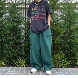 【新品タグ付き】fuv ワイドカラーパンツ wide color pants 緑(ワークパンツ/カーゴパンツ)