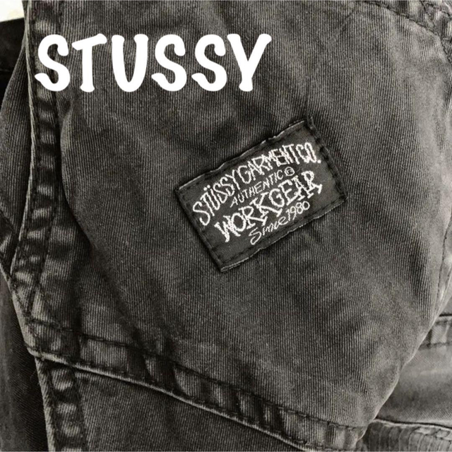 STUSSY(ステューシー)の希少　OLD STUSSY ストゥーシー　オーバーオール　ブラック　黒　S　レア メンズのパンツ(サロペット/オーバーオール)の商品写真