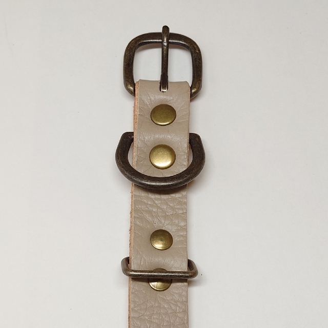 中·大型犬用 本革首輪 幅20㎜ 厚さ3㎜ 全長48cm 首回り30~35cm