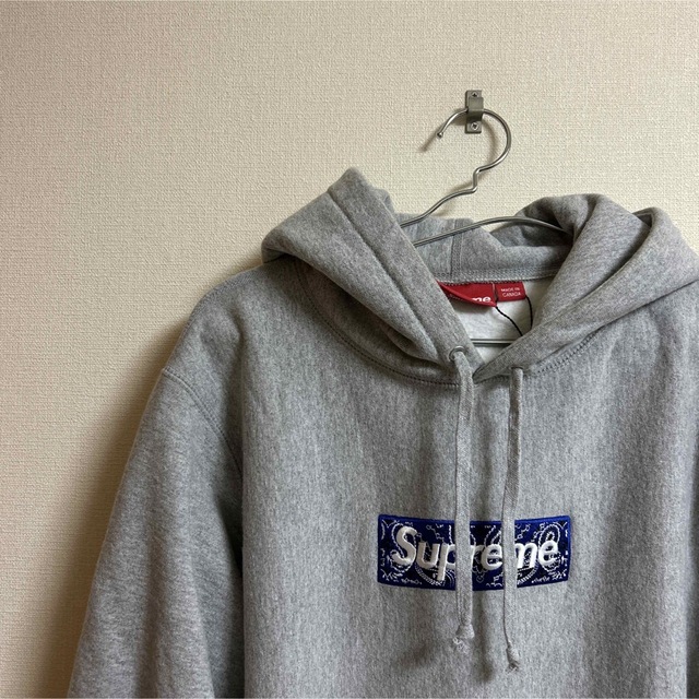 supreme Bandana Box Logo パーカー　グレー Grey S