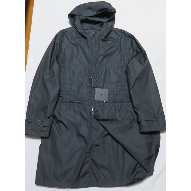 □新品【MarcoRe/マルコレ(伊)】極上ナイロンコート フード付 黒 M~L