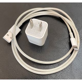 アイフォーン(iPhone)のiPhone充電器 純正 lightning ケーブル＆アダプタ 【中古】(その他)