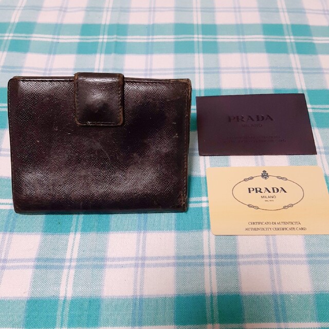 確実本物*PRADA プラダ Wホック財布 ブラック