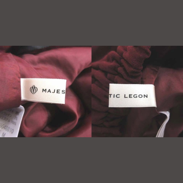 MAJESTIC LEGON(マジェスティックレゴン)のマジェスティックレゴン フレアスカート ひざ丈 タック スリット M 赤 ■MO レディースのスカート(ひざ丈スカート)の商品写真