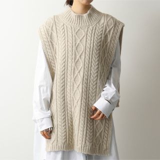 【美品】  Maison Martin Margiela / メゾンマルタンマルジェラ | ビッグシルエット アンゴラ ウール ローゲージ ショールカラー ニット ベスト | M | ライトグレー | レディース