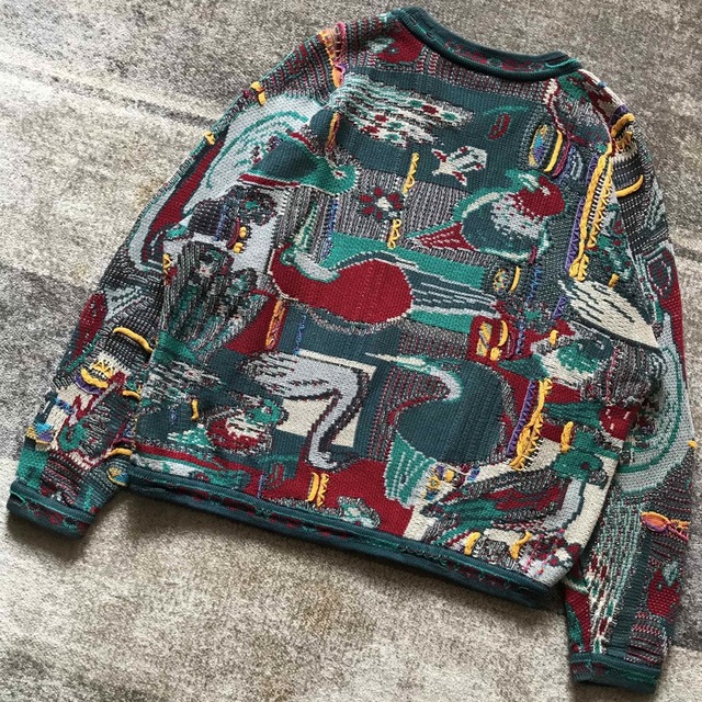 超レア 圧巻のバードデザイン 芸術 90s COOGI コットン ニットセーター