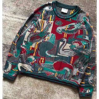 クージー(COOGI)の超レア 圧巻のバードデザイン 芸術 90s COOGI コットン ニットセーター(ニット/セーター)