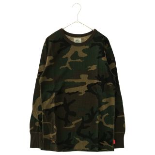 ダブルタップス(W)taps)のWTAPS ダブルタップス WAFFLE LS 02 162ATDT-CSM22 カモ柄 サーマル長袖Tシャツ ロングスリーブカットソー カーキ調(Tシャツ/カットソー(七分/長袖))