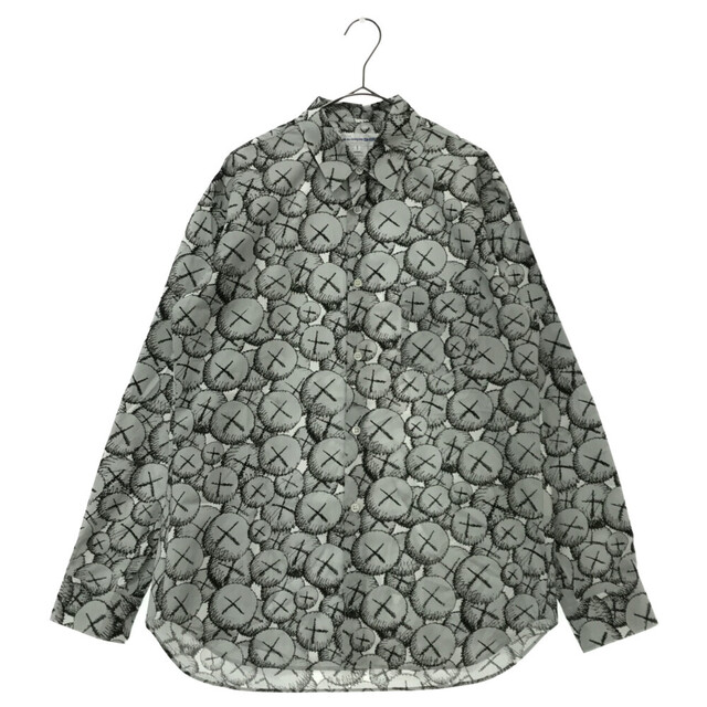 COMME des GARCONS SHIRT コムデギャルソンシャツ 21AW ×KAWS グラフィック総柄長袖シャツ グレー カウズ FH-B027