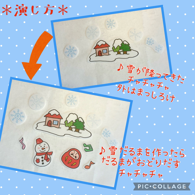 雪だるまのチャチャチャ　パネルシアター　カット済み！ ハンドメイドのキッズ/ベビー(おもちゃ/雑貨)の商品写真