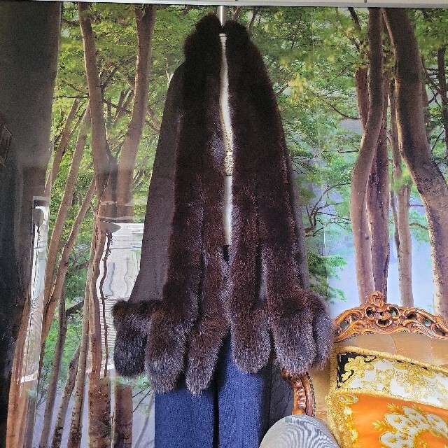 レア　稀少　カシミア　ファーストール　フォックス　Fox　ダークブラウン レディースのジャケット/アウター(毛皮/ファーコート)の商品写真