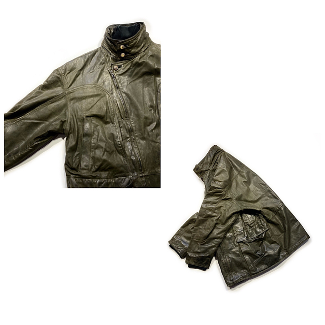 Barbour(バーブァー)の80sイタリア製ビンテージレザーライダースジャケットXL程オーバーサイズ古着 メンズのジャケット/アウター(ライダースジャケット)の商品写真