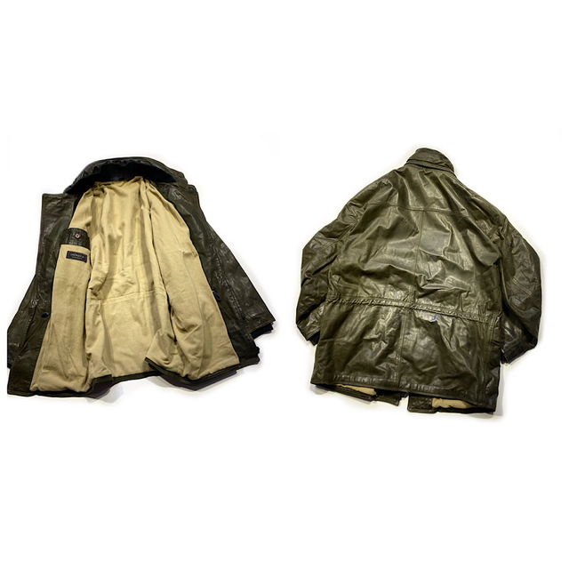 Barbour(バーブァー)の80sイタリア製ビンテージレザーライダースジャケットXL程オーバーサイズ古着 メンズのジャケット/アウター(ライダースジャケット)の商品写真