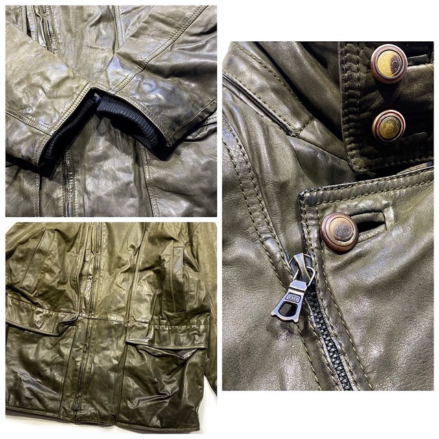 Barbour(バーブァー)の80sイタリア製ビンテージレザーライダースジャケットXL程オーバーサイズ古着 メンズのジャケット/アウター(ライダースジャケット)の商品写真