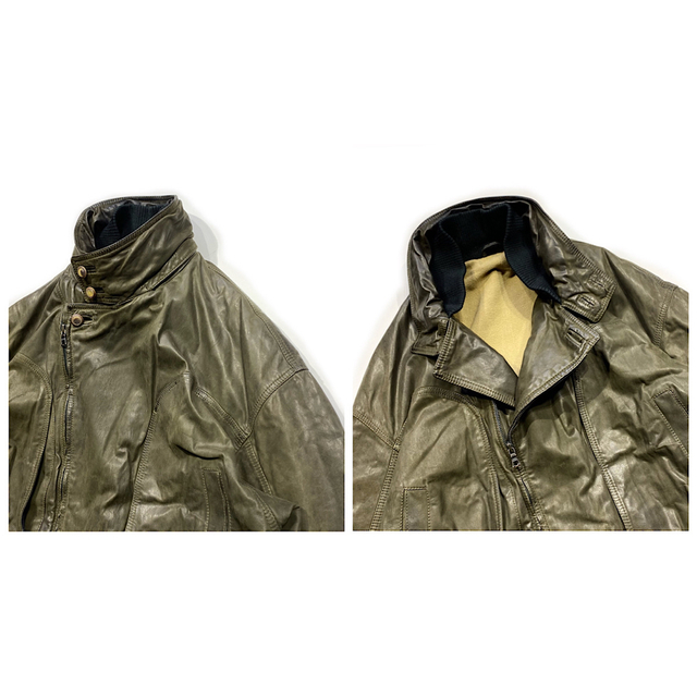 Barbour(バーブァー)の80sイタリア製ビンテージレザーライダースジャケットXL程オーバーサイズ古着 メンズのジャケット/アウター(ライダースジャケット)の商品写真