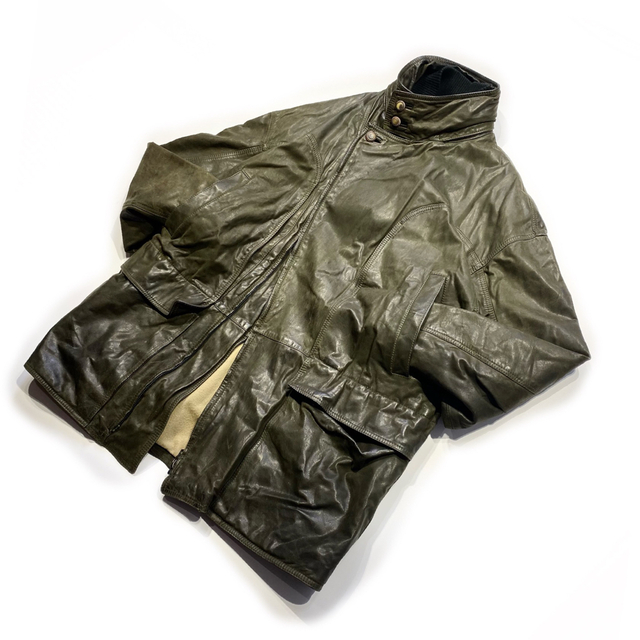 Barbour(バーブァー)の80sイタリア製ビンテージレザーライダースジャケットXL程オーバーサイズ古着 メンズのジャケット/アウター(ライダースジャケット)の商品写真