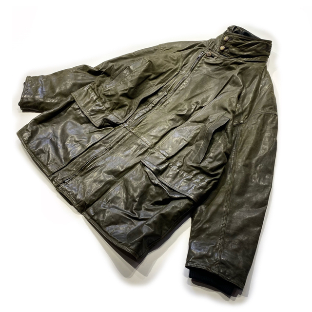 Barbour(バーブァー)の80sイタリア製ビンテージレザーライダースジャケットXL程オーバーサイズ古着 メンズのジャケット/アウター(ライダースジャケット)の商品写真