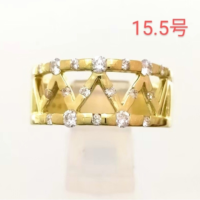 K18ダイヤリング0.41ct　15.5号 サイズ直し無料(17号まで) レディースのアクセサリー(リング(指輪))の商品写真