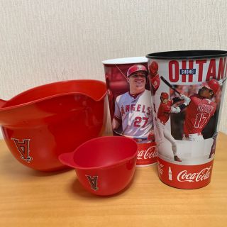 大谷翔平 マイクトラウト エンゼルス　ポップコーン、アイス、ドリンクカップセット(記念品/関連グッズ)