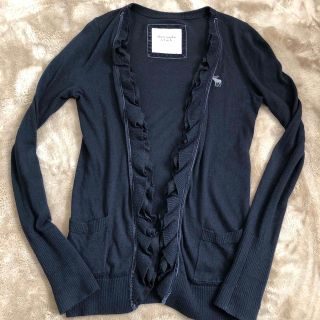 アバクロンビーアンドフィッチ(Abercrombie&Fitch)のアバクロ　カーディガン　薄手ニット　紺　ネイビー　Mサイズ　ふりふり　フリル　(カーディガン)