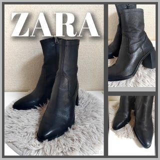 ザラ(ZARA)の専用ページ 最終価格！ZARA ブロックヒールレザーショートブーツ 本革(ブーツ)