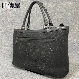 インデンヤ(印傳屋)の23S09 印傳屋 インデンヤ ハンドバッグ 鹿革 花柄(ハンドバッグ)