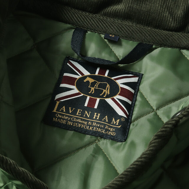 LAVENHAM(ラベンハム)のLAVENHAM ラベンハム ジャケット ナイロン キルティングジャケット コーデュロイ パイピング パデッド 中綿 カーキ XL アウター ブルゾン コート イギリス製 【メンズ】【中古】 メンズのジャケット/アウター(その他)の商品写真