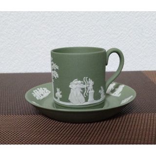 ウェッジウッド(WEDGWOOD)のウェッジウッド・ジャスパーセージグリーン デミタスカップ&ソーサー(食器)