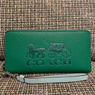 コーチ(COACH)の本体のみ　コーチ　5889   長財布　グリーン　コーチ馬車(財布)