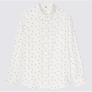 ユニクロ(UNIQLO)のレーヨンプリントブラウス(ドット・長袖)(シャツ/ブラウス(長袖/七分))