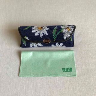 フェイラー(FEILER)の美品🔹FEILER フェイラー🔹ホワイトマーガレット メガネケース(ポーチ)