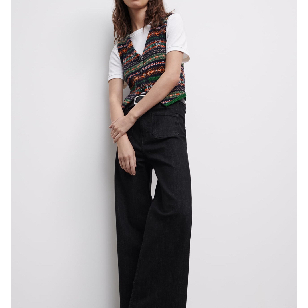 ZARA(ザラ)のコムドットせいらちゃん着用 ZARA ウールブレンド ジャカード ウエストコート レディースのトップス(ベスト/ジレ)の商品写真